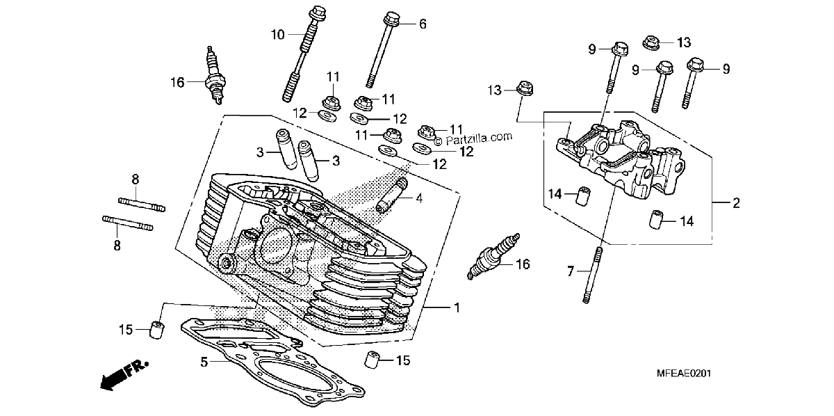 Diagrama de REAR CYLINDER HEAD