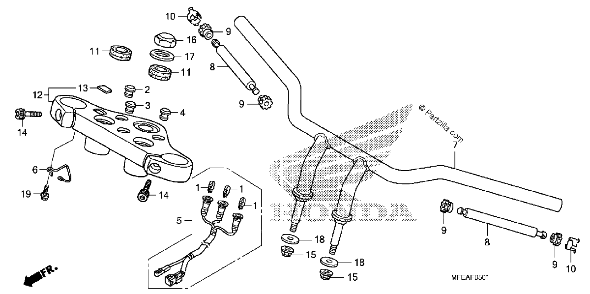 Diagrama de HANDLEBAR TOP BRIDGE VT750C2B