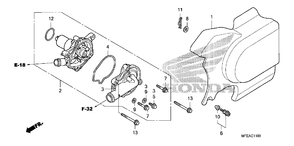 Diagrama de WATER PUMP LEFT REAR COVER