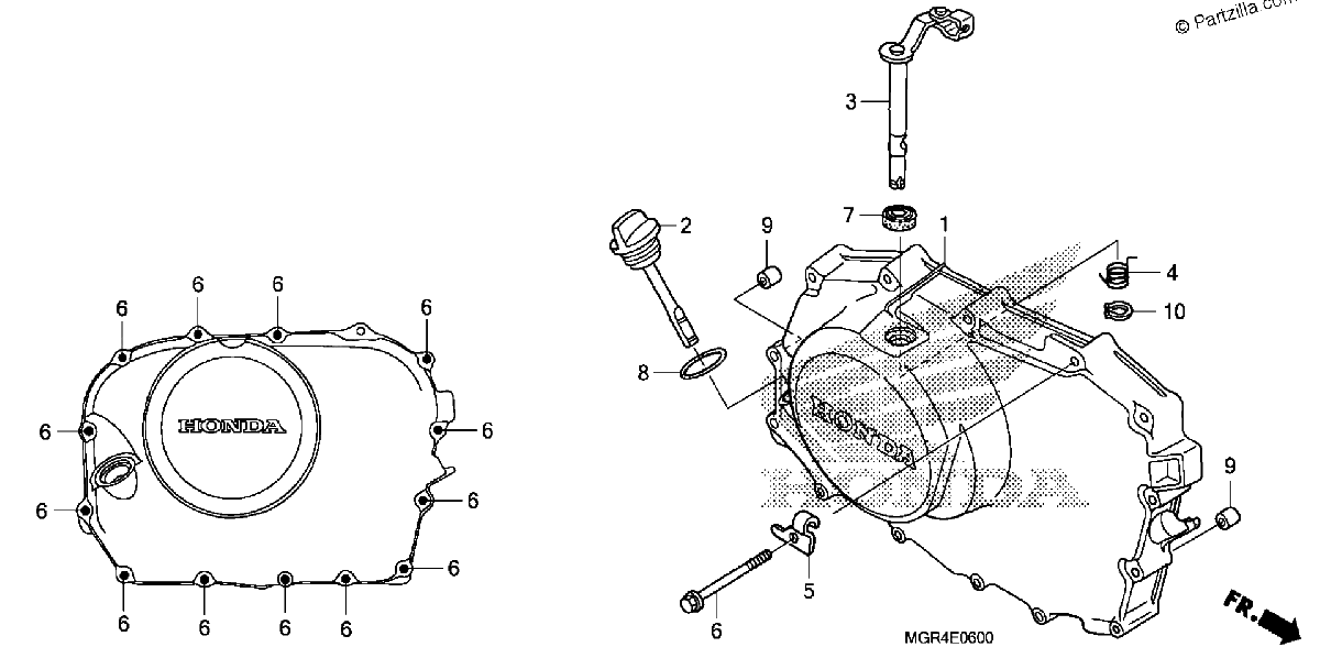 Diagrama de RIGHT CRANKCASE COVER
