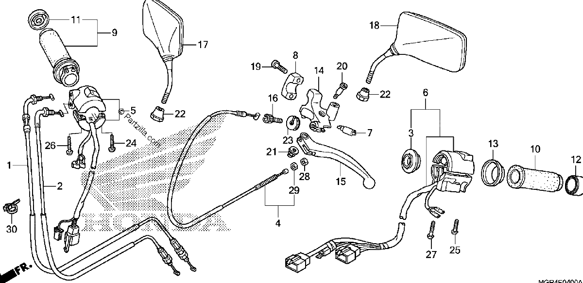 Diagrama de HANDLE LEVER SWITCH CABLE MIRROR