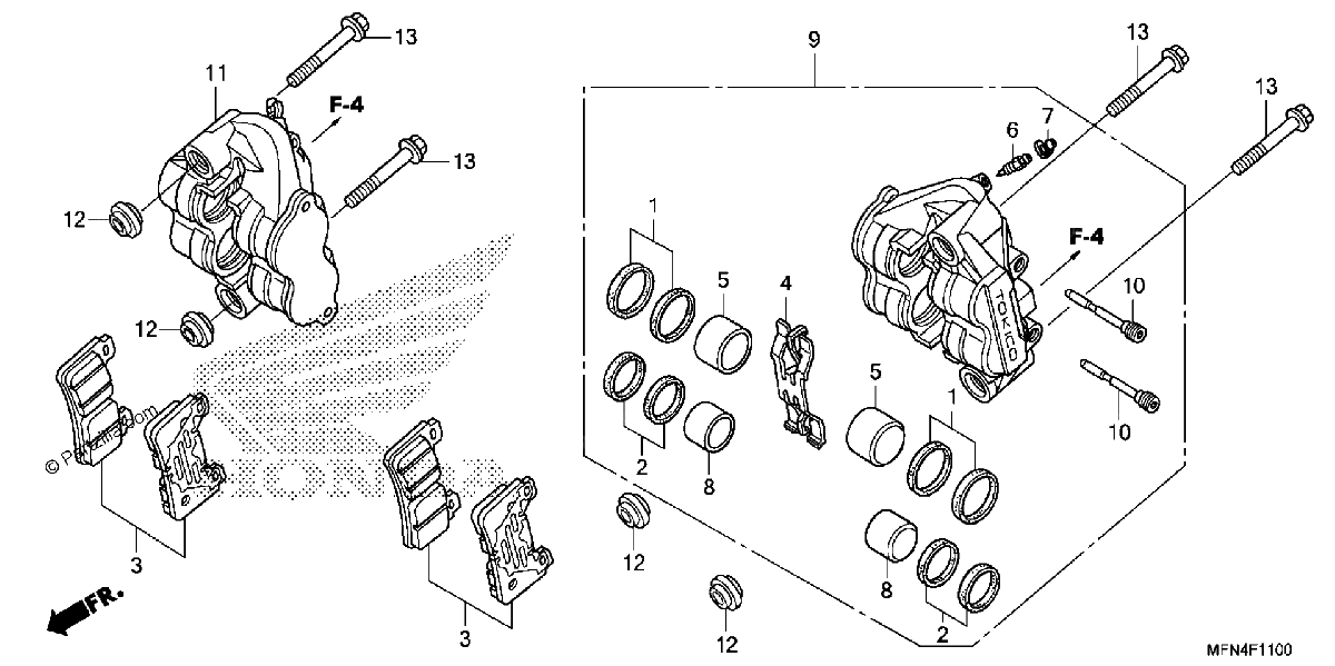 Diagrama de FRONT BRAKE CALIPER CB1000R