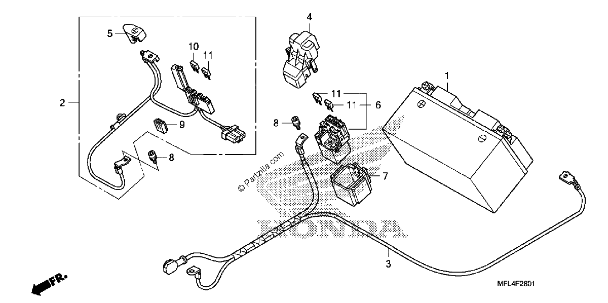 Diagrama de BATTERY CBR1000RA