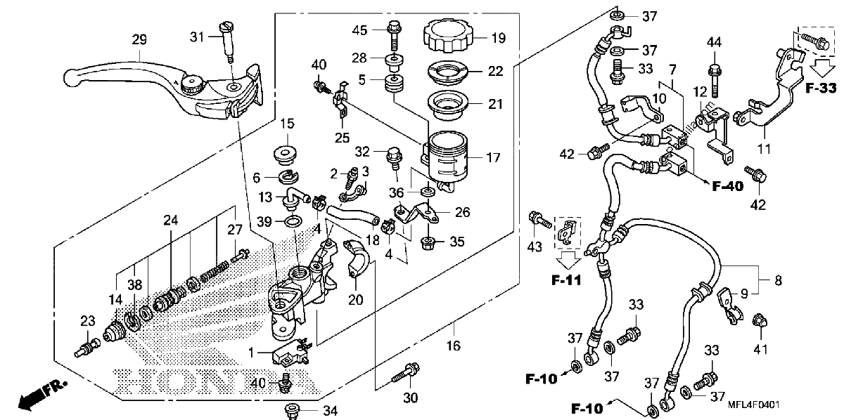 Diagrama de FRONT BRAKE MASTER CYLINDER CBR1000RA