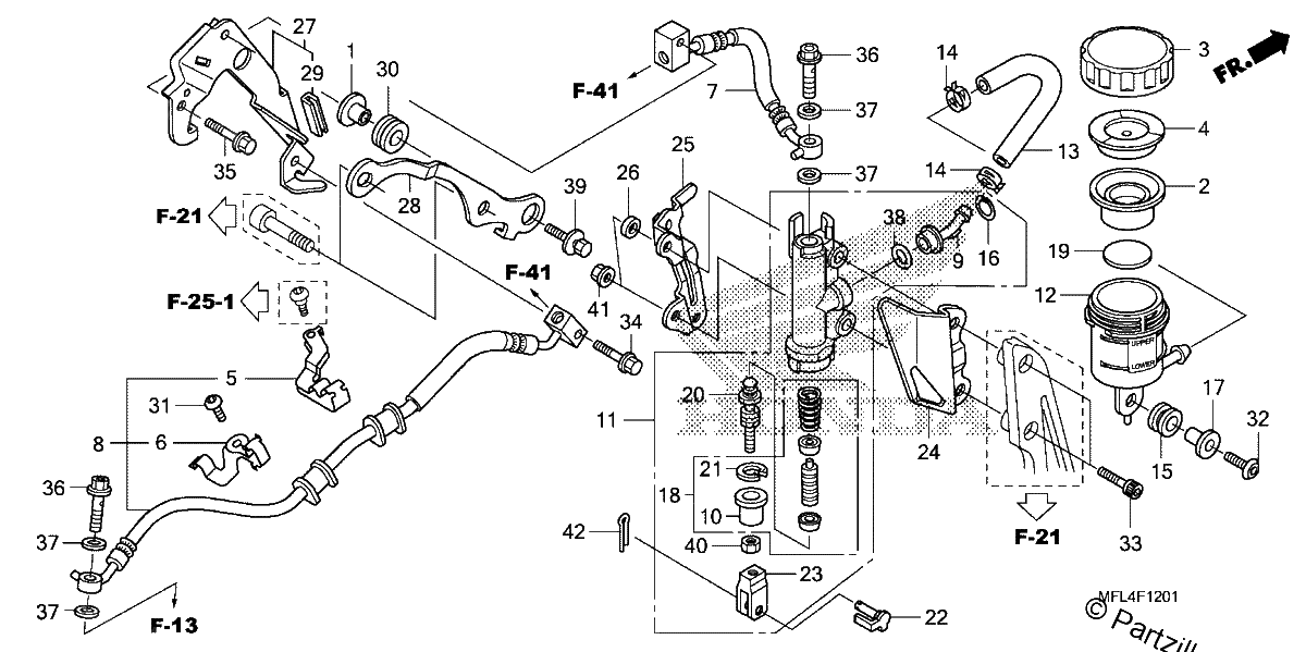 Diagrama de REAR BRAKE MASTER CYLINDER CBR1000RA