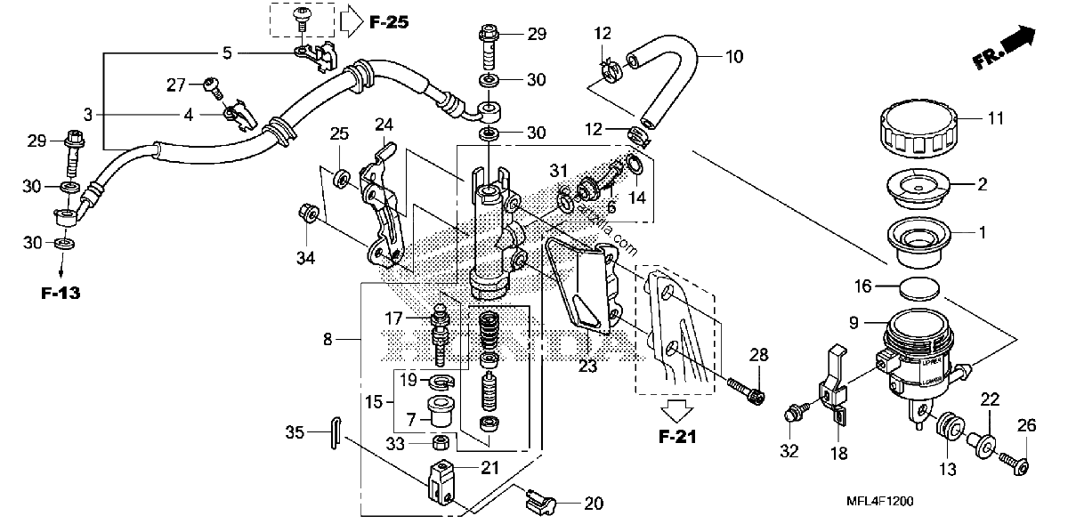 Diagrama de REAR BRAKE MASTER CYLINDER CBR1000RR