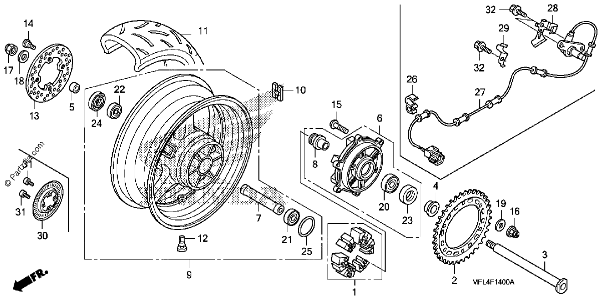 Diagrama de REAR WHEEL