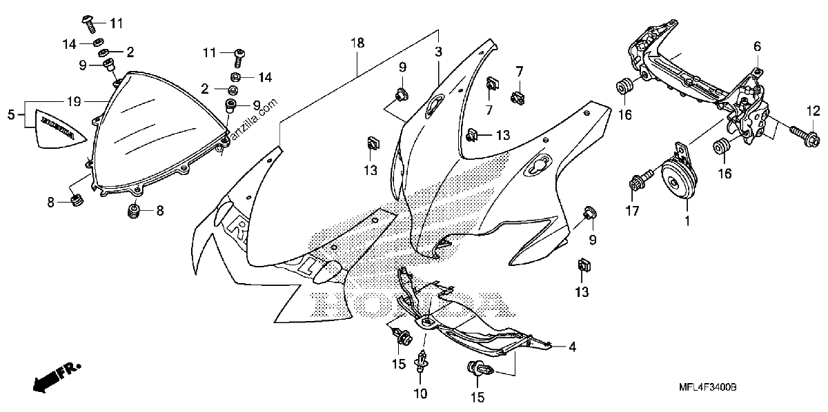 Diagrama de UPPER COWL