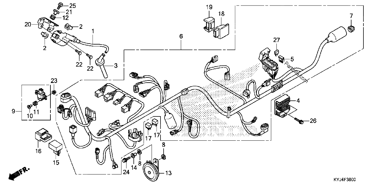 Diagrama de WIRE HARNESS CBR250R