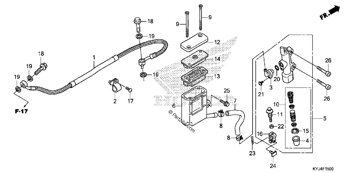 Diagrama de REAR BRAKE MASTER CYLINDER CBR250R