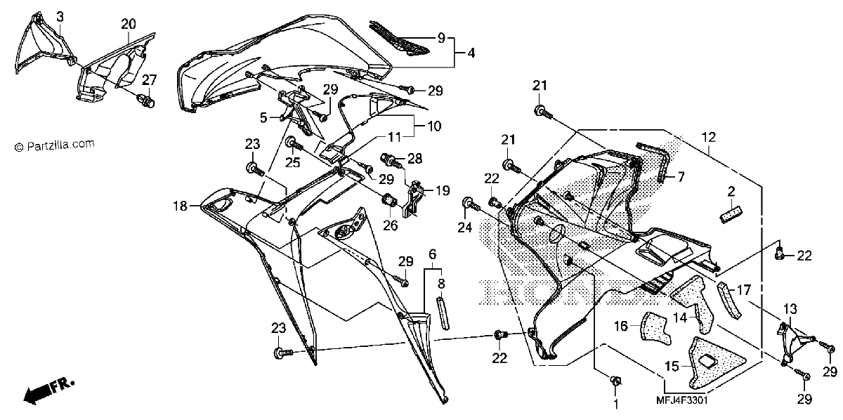 Diagrama de LOWER COWL R 1