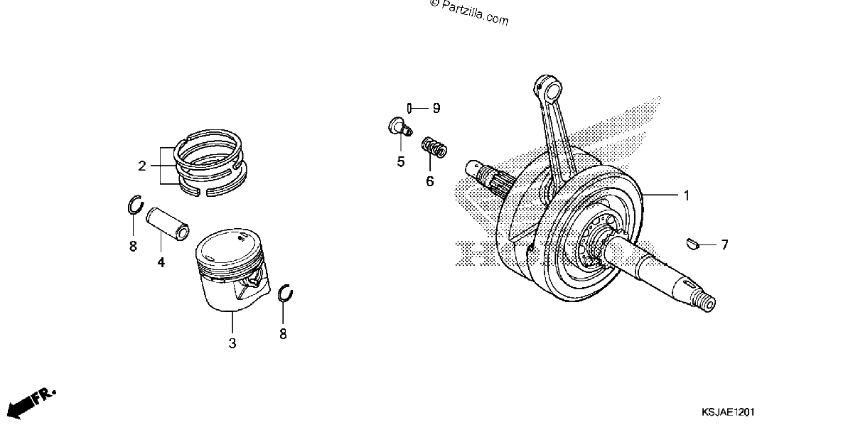 Diagrama de CRANKSHAFT PISTON CRF100F