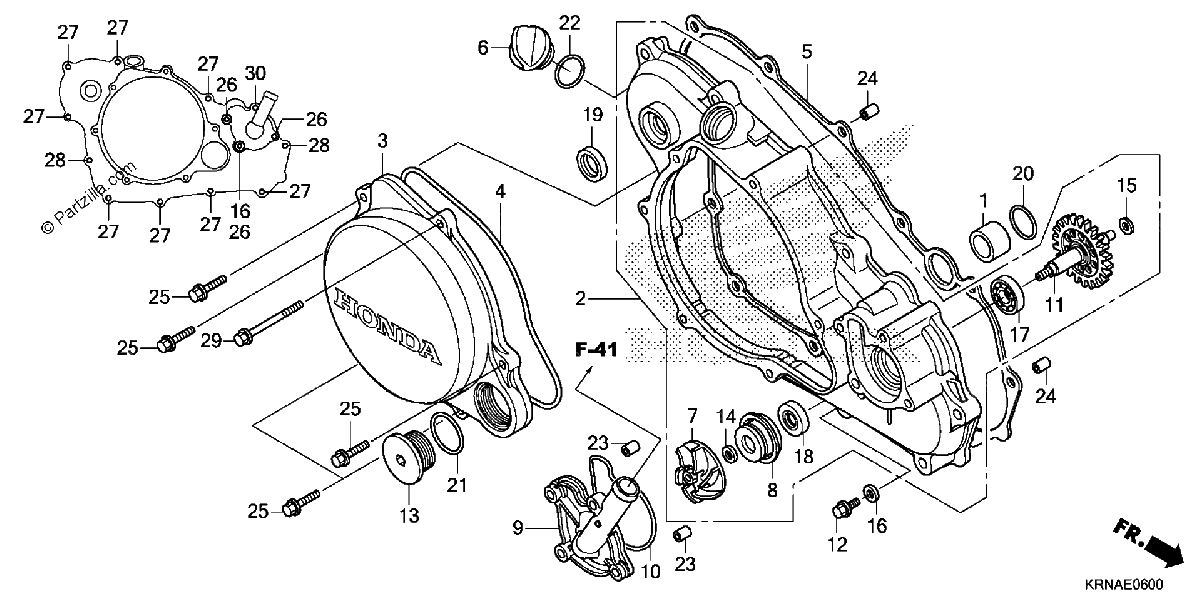 Diagrama de RIGHT CRANKCASE COVER WATER PUMP