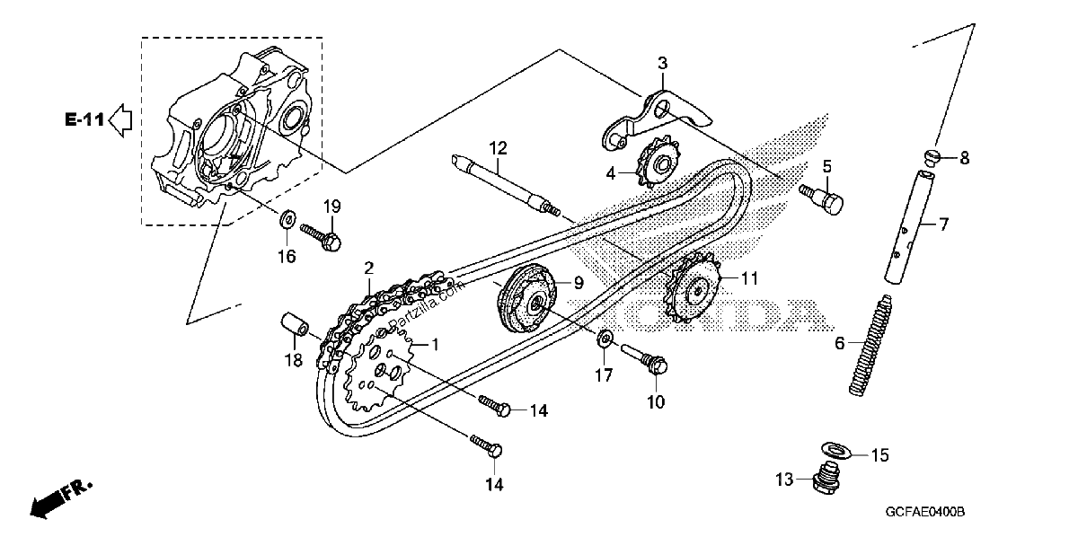 Diagrama de CAM CHAIN TENSIONER