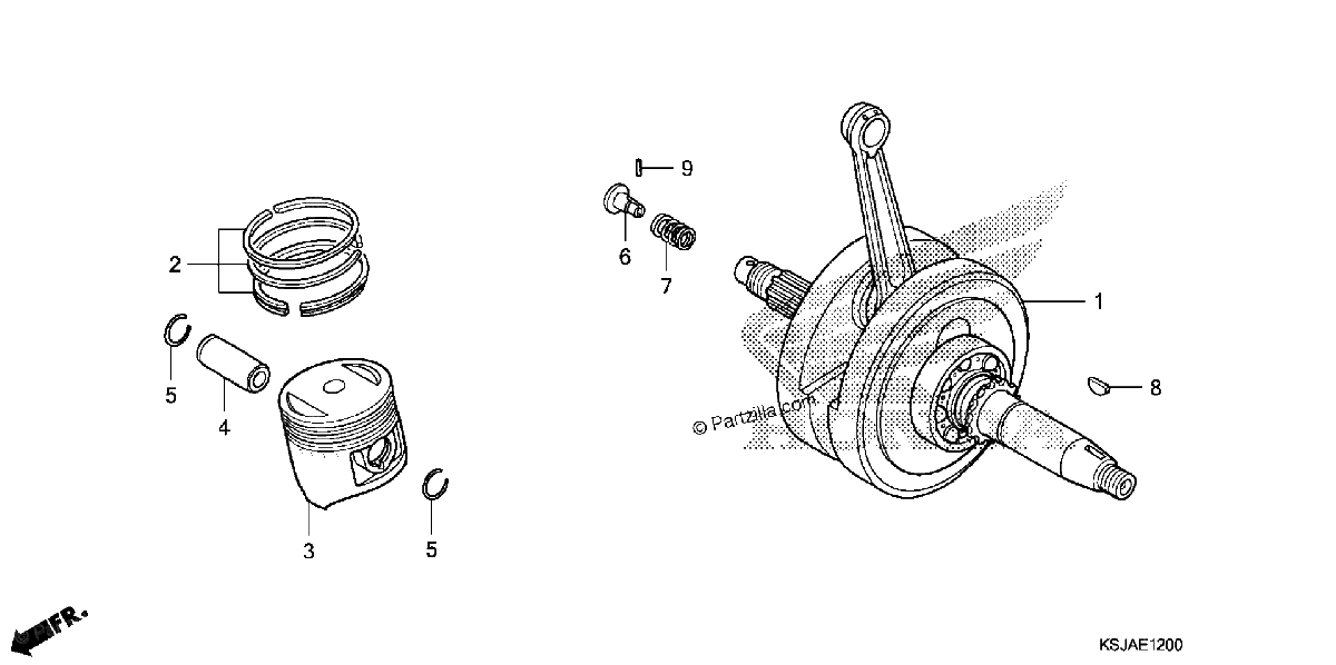 Diagrama de CRANKSHAFT PISTON CRF80F