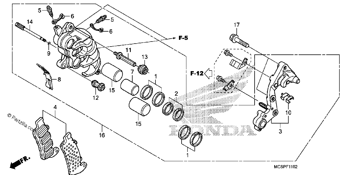 Diagrama de RIGHT FRONT BRAKE CALIPER 09 11 12 13