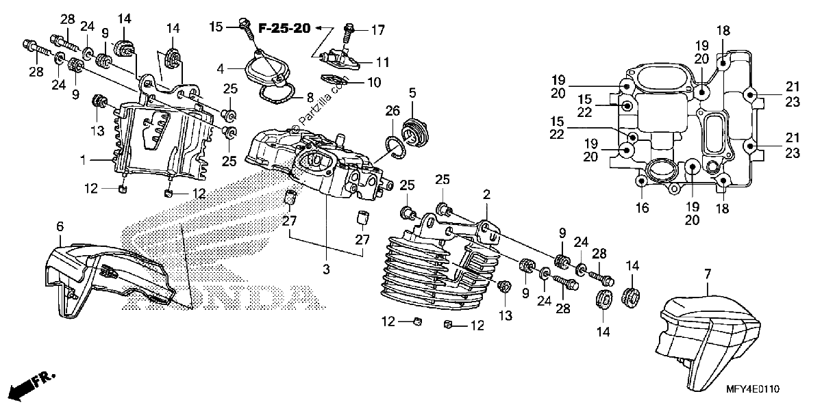 Diagrama de REAR CYLINDER HEAD COVER