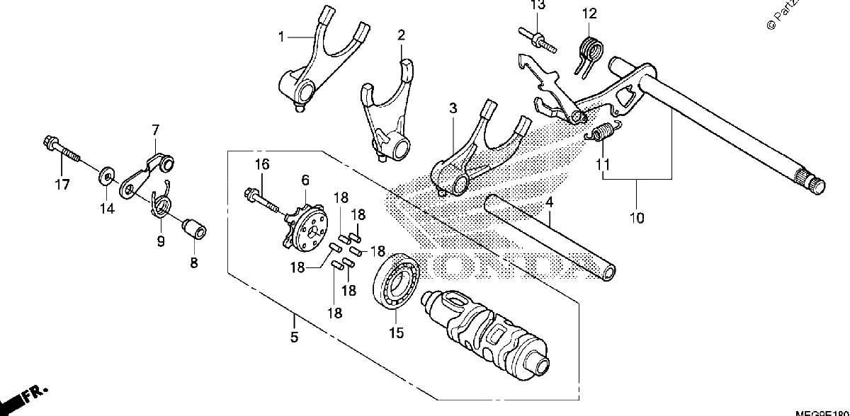 Diagrama de GEAR SHIFT DRUM