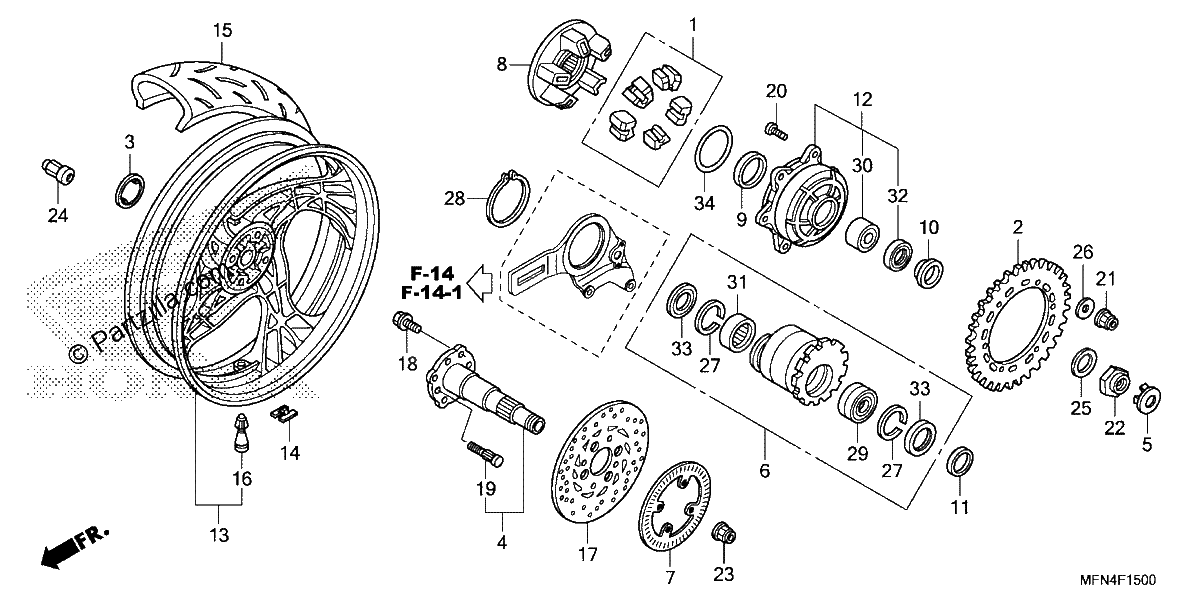Diagrama de REAR WHEEL