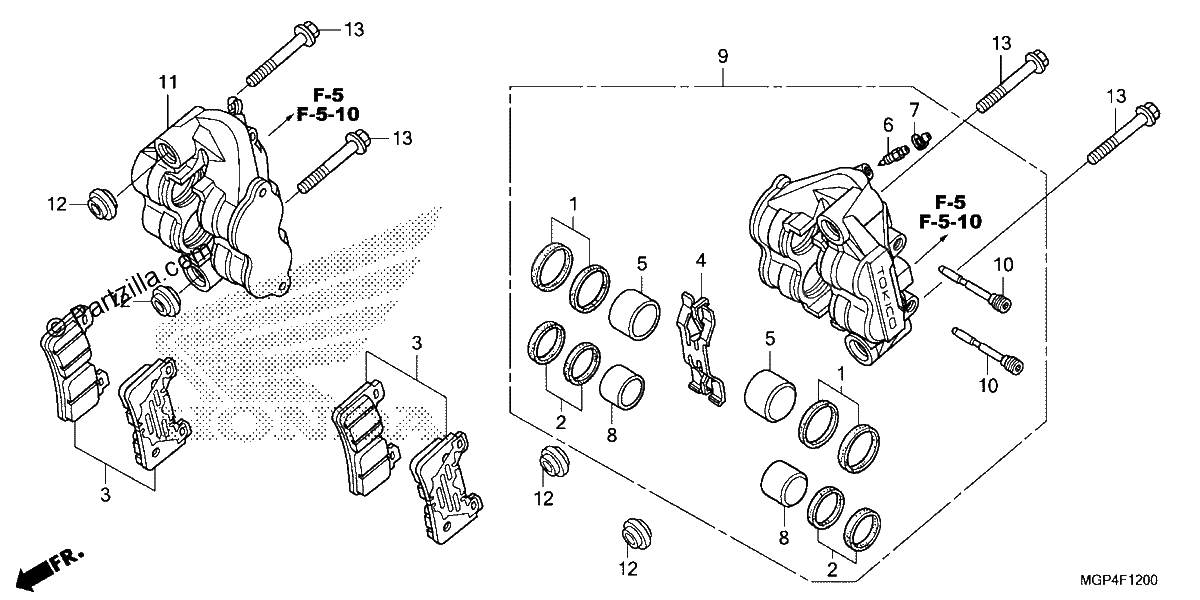 Diagrama de FRONT BRAKE CALIPER 1