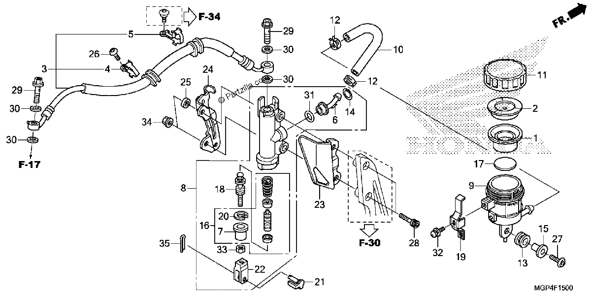 Diagrama de REAR BRAKE MASTER CYLINDER 1