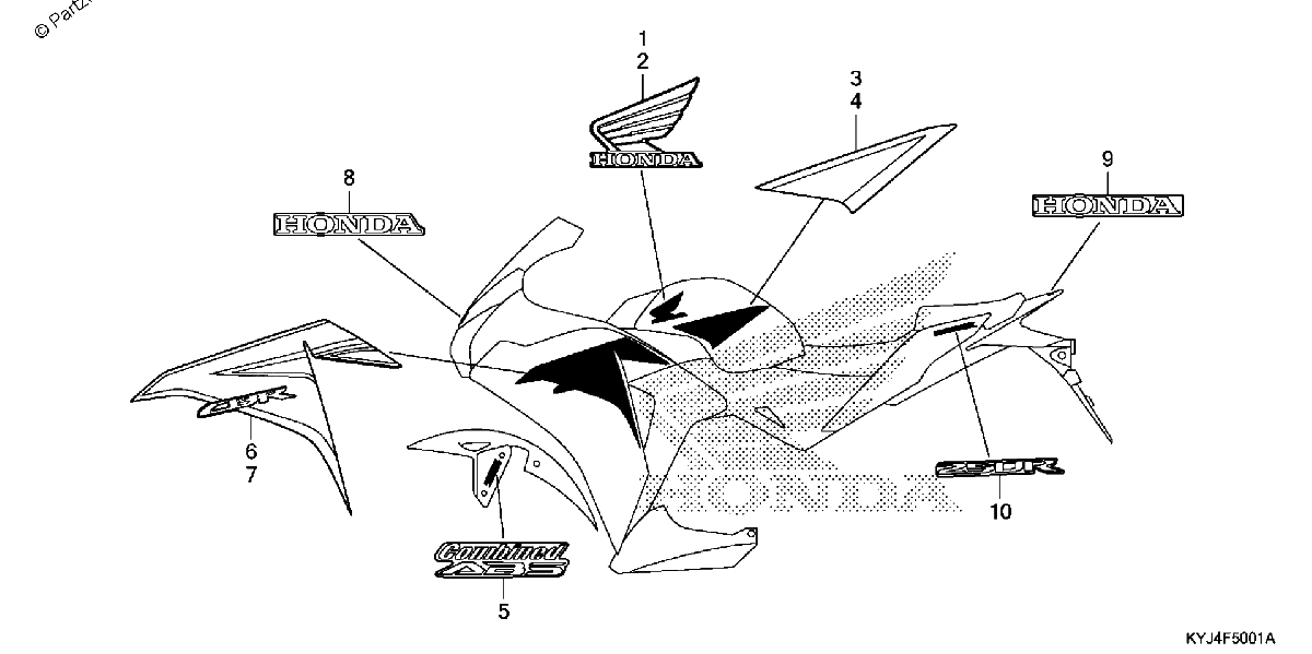 Diagrama de MARK STRIPE CBR250R 12 RA 12 3AC