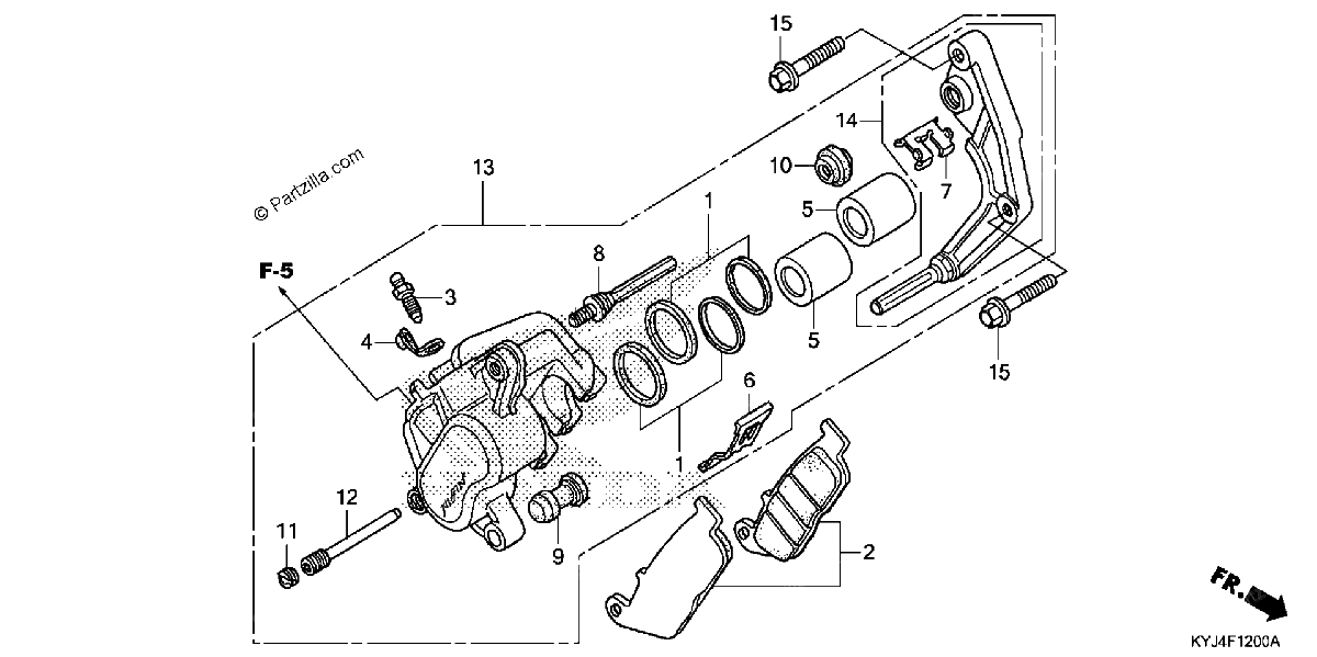 Diagrama de FRONT BRAKE CALIPER CBR250R