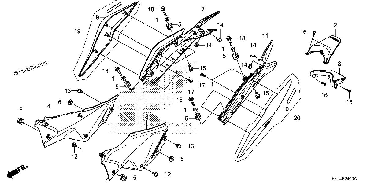 Diagrama de SIDE COVER REAR COWL