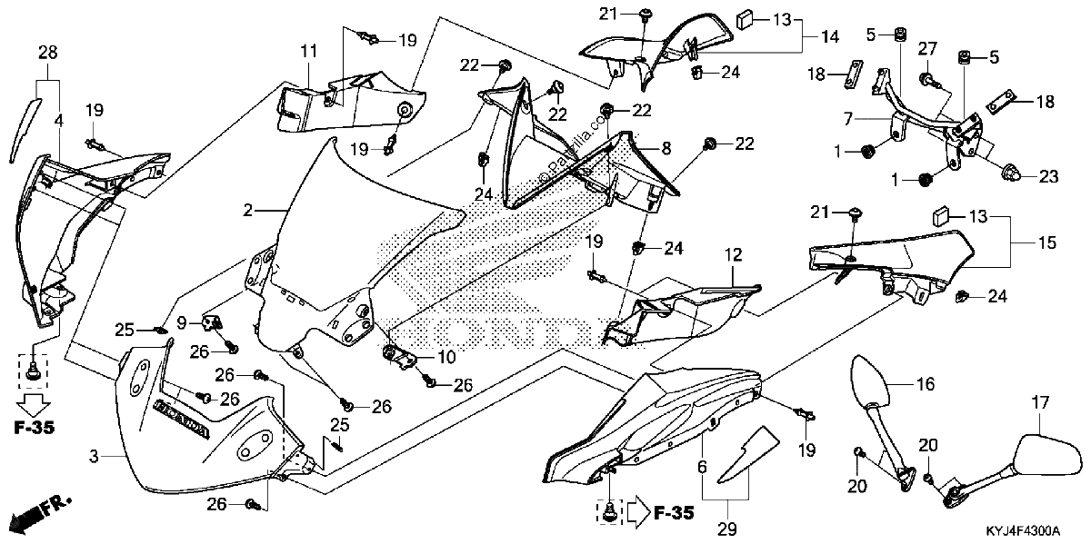 Diagrama de UPPER COWL