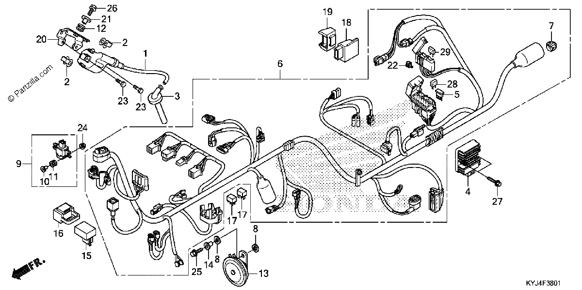 Diagrama de WIRE HARNESS CBR250RA