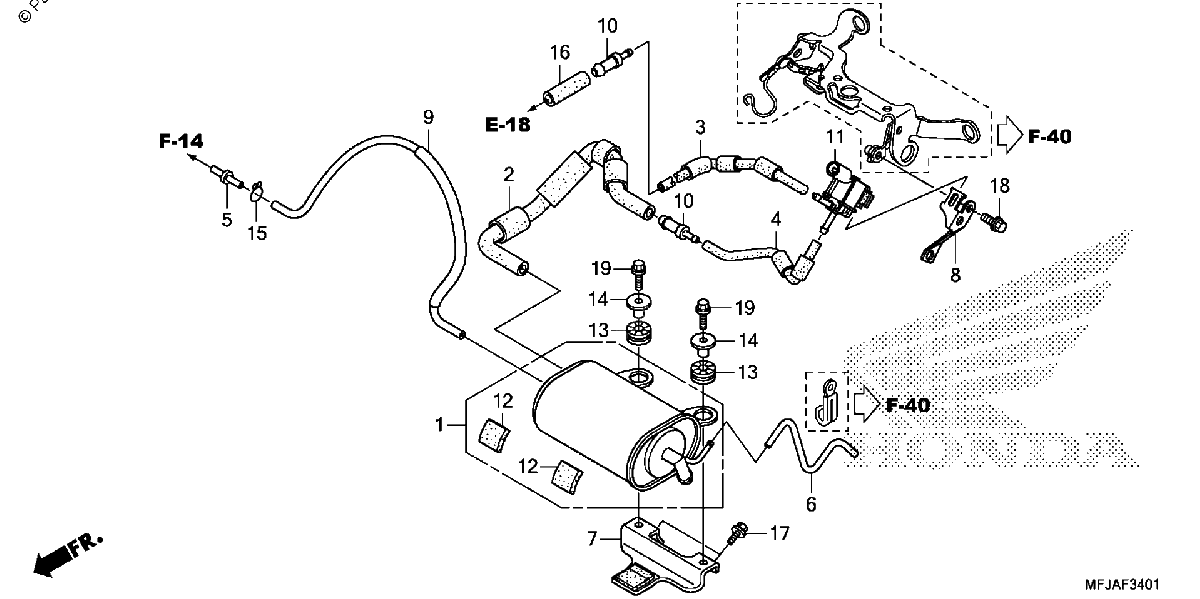 Diagrama de EVAP CANISTER CBR600RA