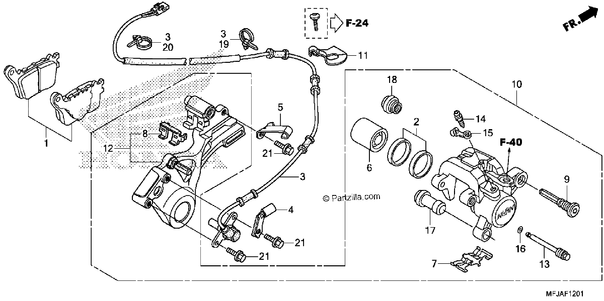 Diagrama de REAR BRAKE CALIPER CBR600RA