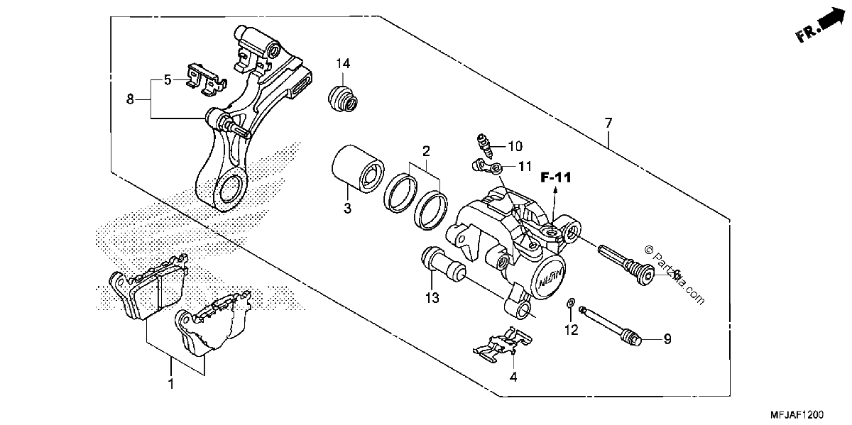 Diagrama de REAR BRAKE CALIPER CBR600RR