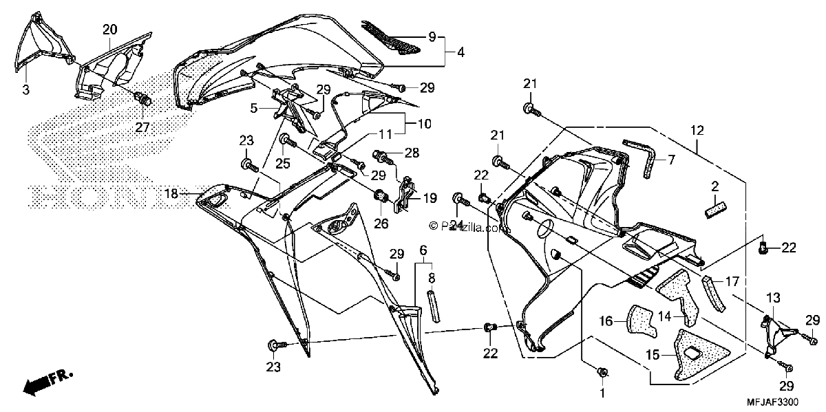 Diagrama de LOWER COWL R