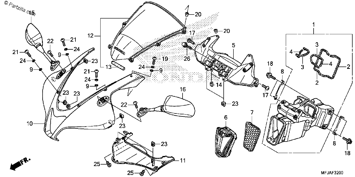 Diagrama de UPPER COWL