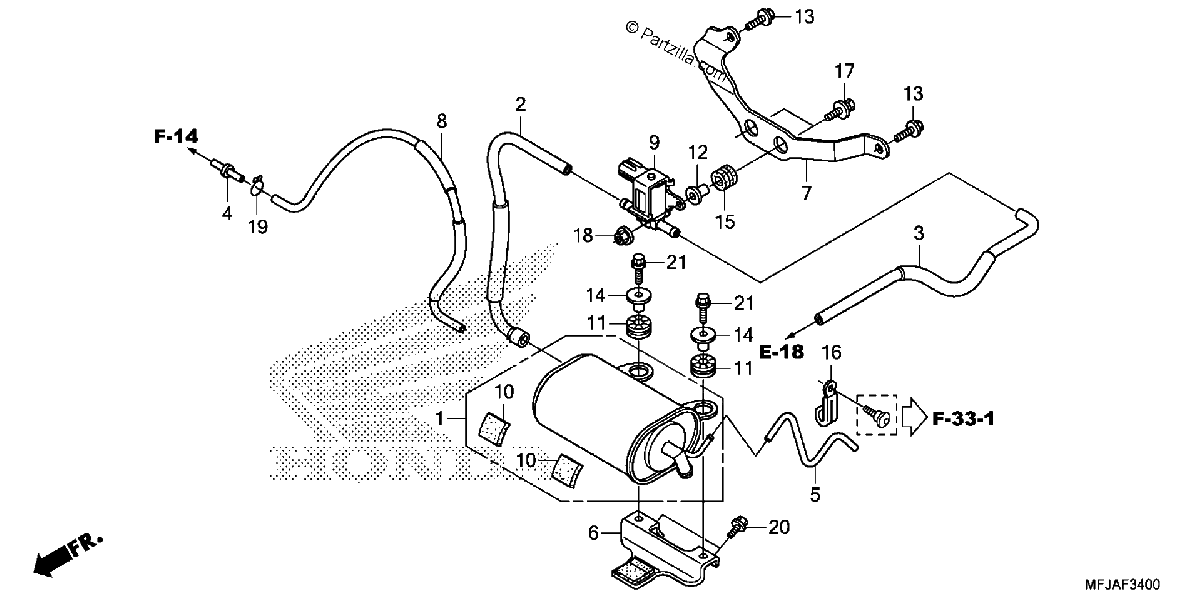 Diagrama de EVAP CANISTER CBR600RR