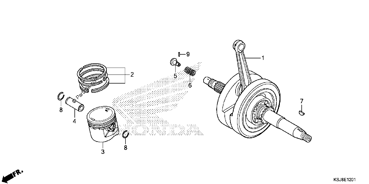 Diagrama de CRANKSHAFT PISTON CRF100F