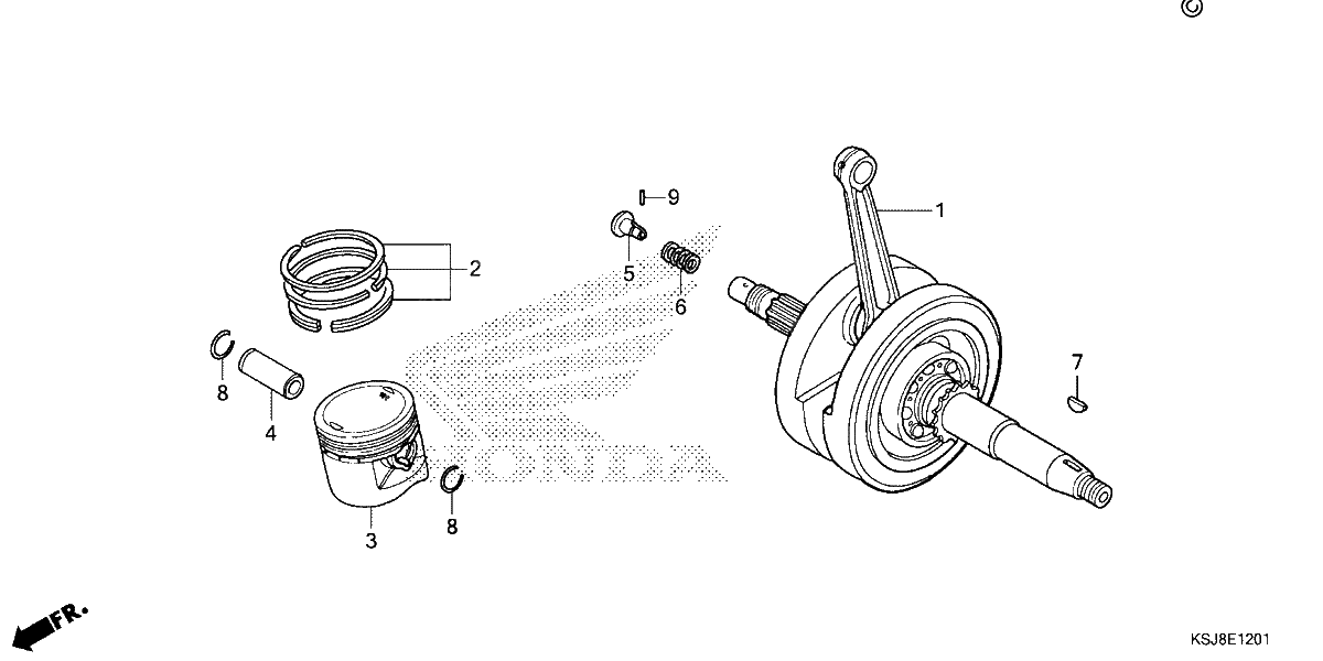 Diagrama de CRANKSHAFT PISTON CRF100F