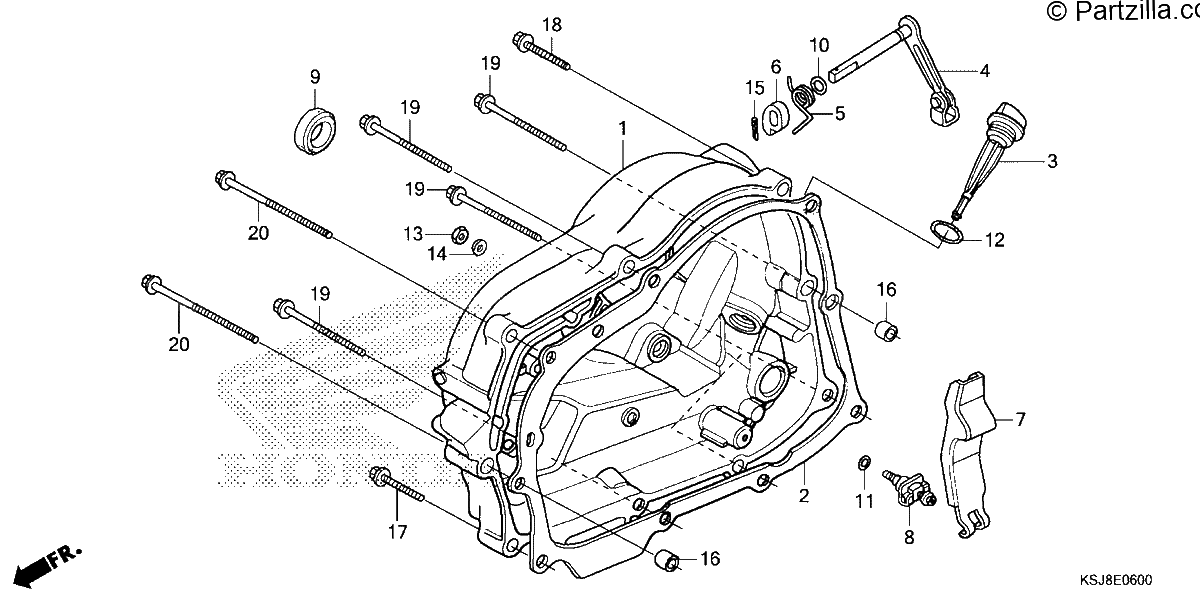 Diagrama de RIGHT CRANKCASE COVER