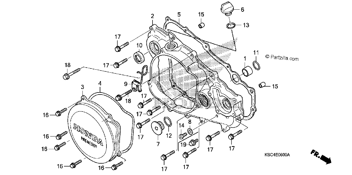 Diagrama de RIGHT CRANKCASE COVER