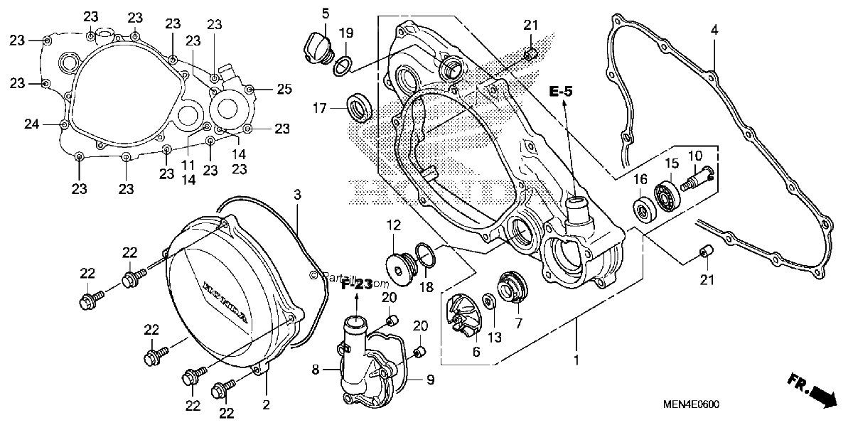 Diagrama de RIGHT CRANKCASE COVER WATER PUMP