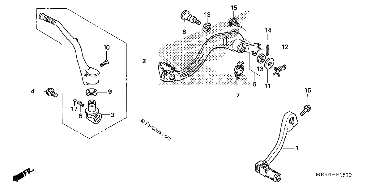 Diagrama de PEDAL KICK STARTER ARM