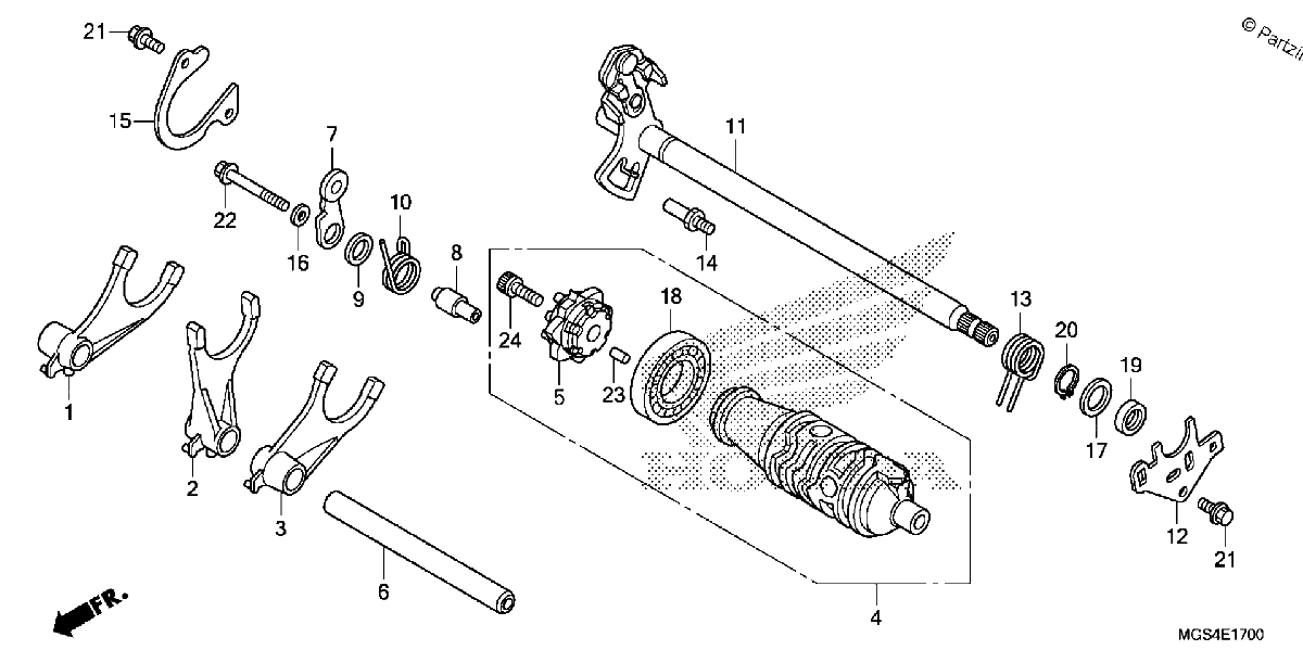 Diagrama de GEARSHIFT DRUM NC700X XA