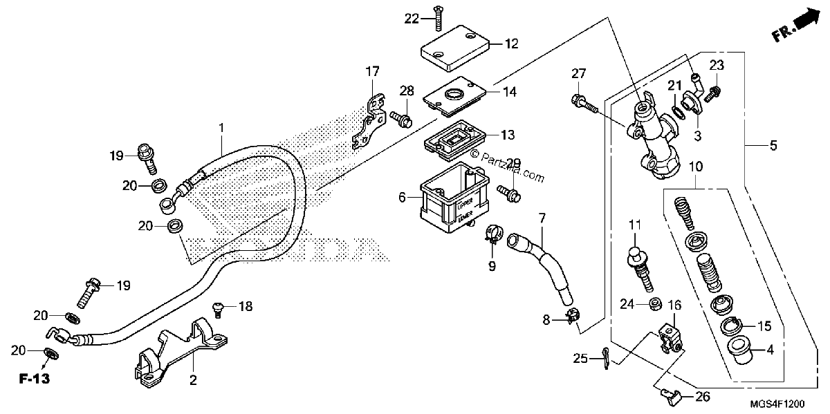 Diagrama de REAR BRAKE MASTER CYLINDER 1