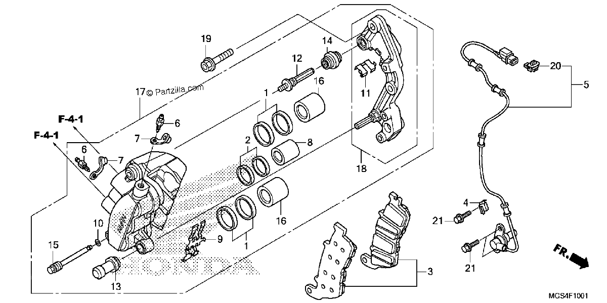 Diagrama de FRONT BRAKE CALIPER NC700XA XD