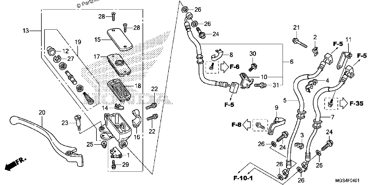 Diagrama de FRONT BRAKE MASTER CYLINDER NC700XA XD