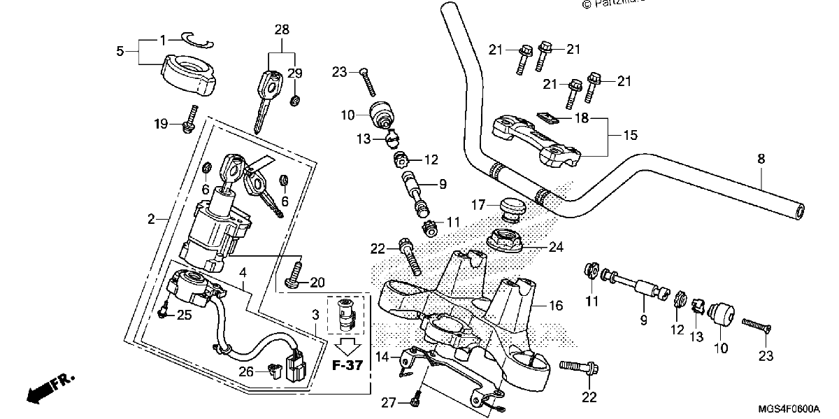 Diagrama de HANDLEBAR TOP BRIDGE