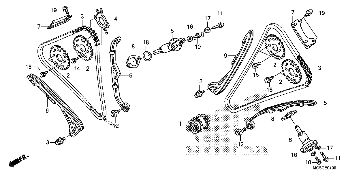 Diagrama de CAM CHAIN TENSIONER