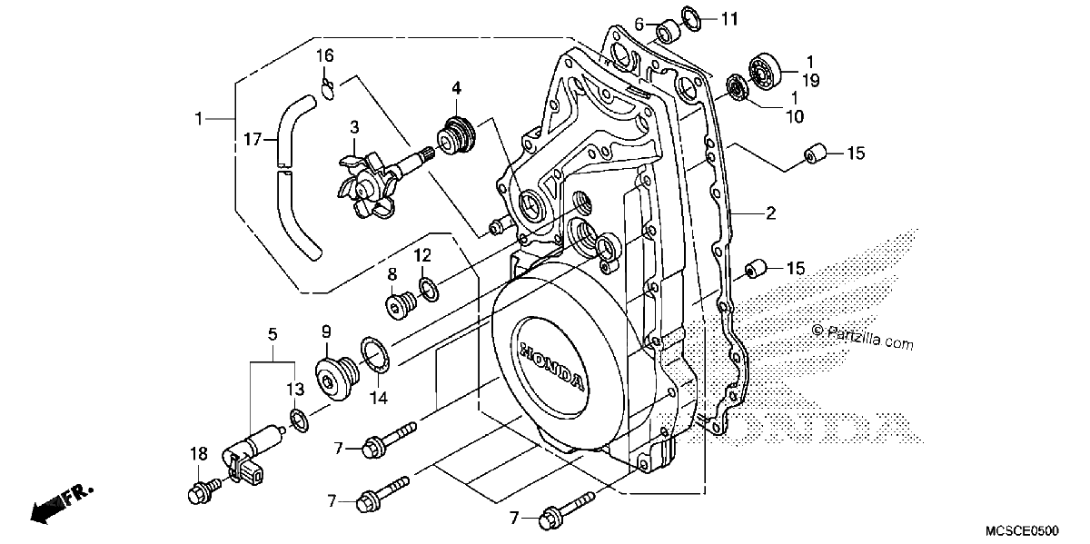 Diagrama de FRONT CRANKCASE COVER