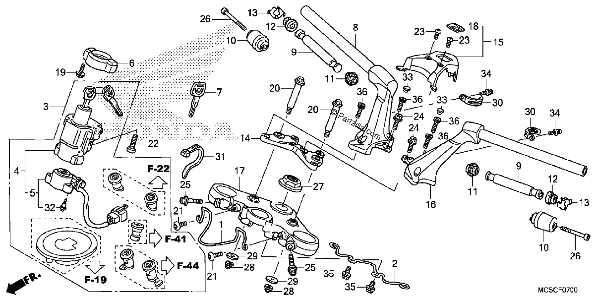 Diagrama de HANDLEBAR TOP BRIDGE